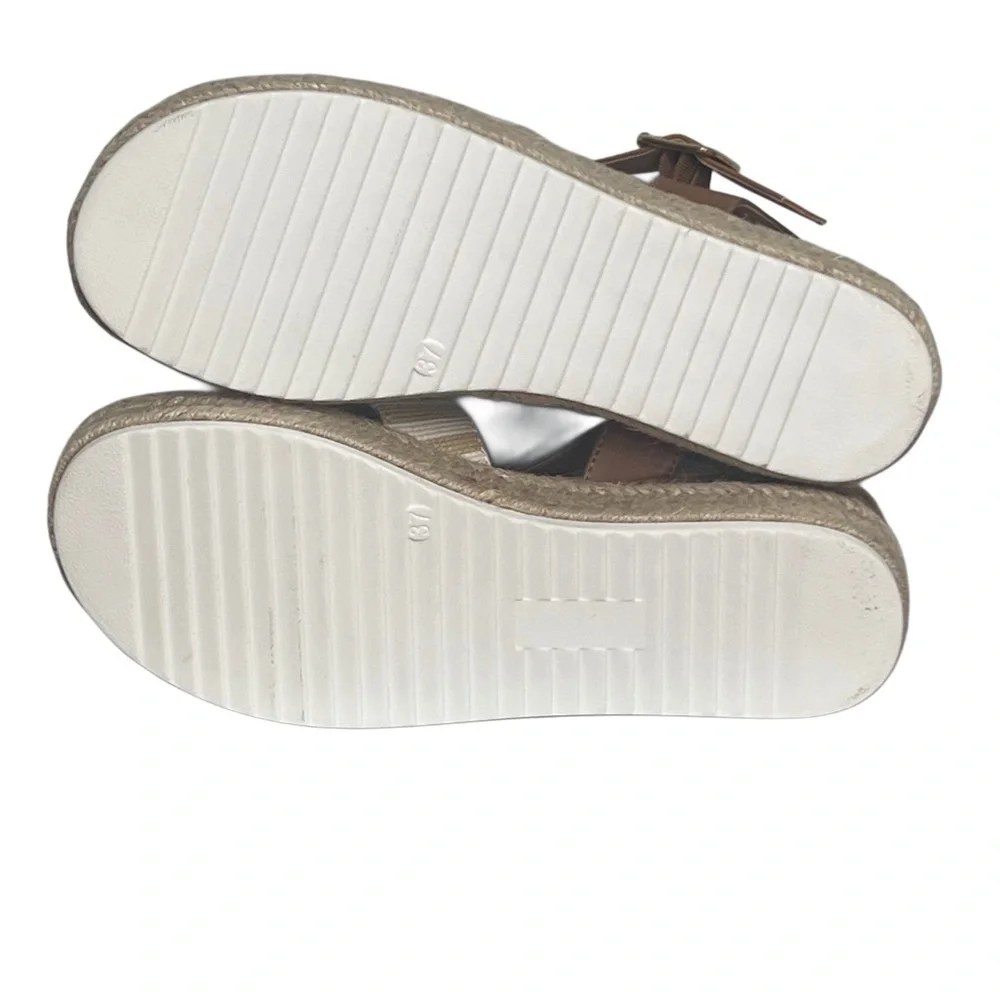 NWT Romika by Josef Seibel Madison Striped Espadrille Sandals Tan Straps